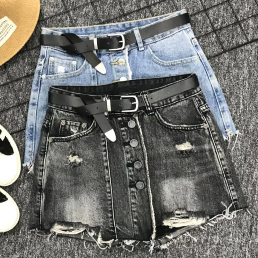 denim shorts skirt summer 2021 new single-breasted washed high waist a-line jeans mini | Женская одежда