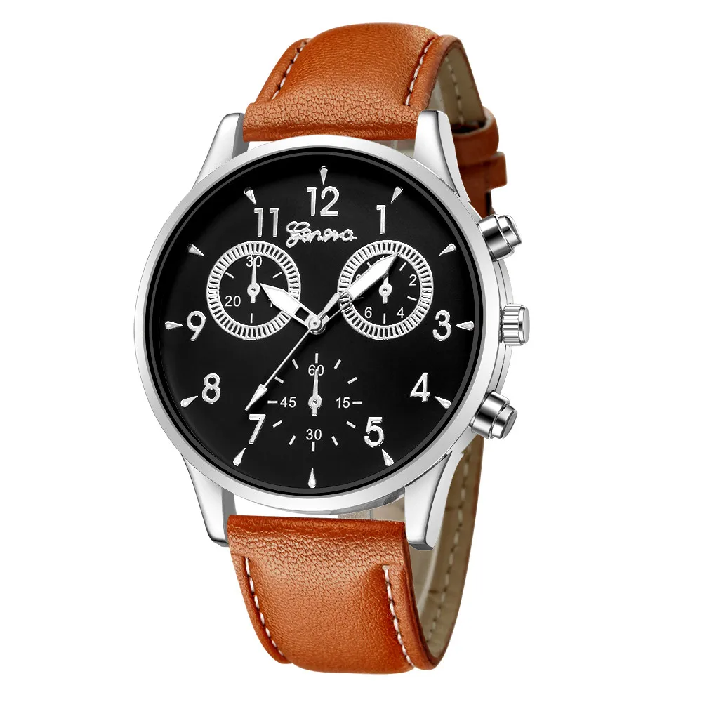 Модные мужские кожаные военные повседневные кварцевые наручные часы деловые Reloj