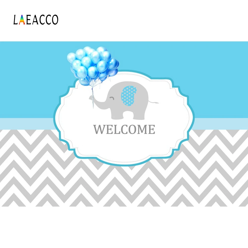 Laeacco Детский День Рождения мультфильм слон воздушные шары фотография Фон