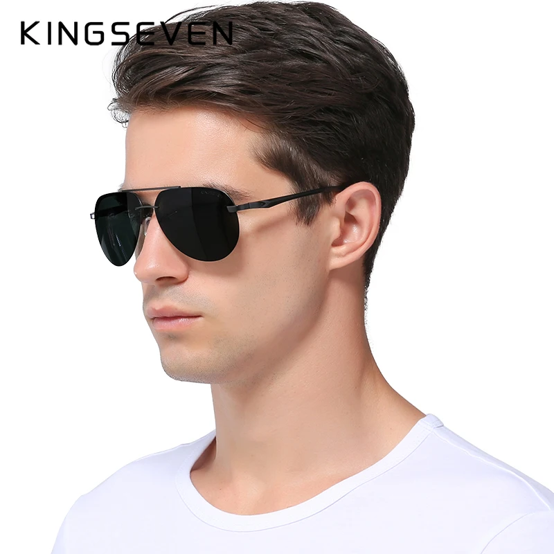 

KINGSEVEN Aluminum Rimless design Brand Men's Sunglasses Polarized UV400 Lens Eyewear Accessories Male Sun Glasses For Men