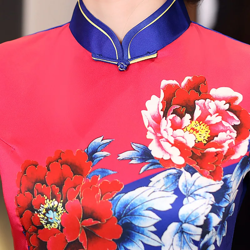 

Novelty Sexy Long Cheongsam Summer Traditional Chinese style Dress Womens Rayon Qipao Slim Party Dresses Button Vestido S-XXXL