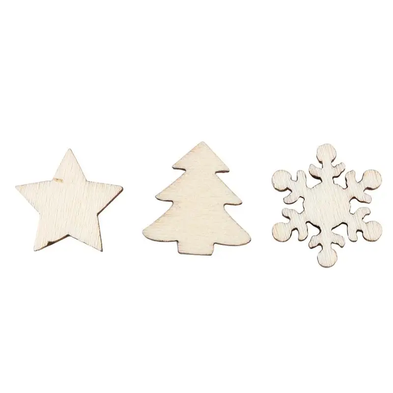 50pcs 15mm Natural Wooden DIY Christmas Tree Hanging Ornaments Pendant Gifts Snow Flakes Star Shape Xmas Decor |