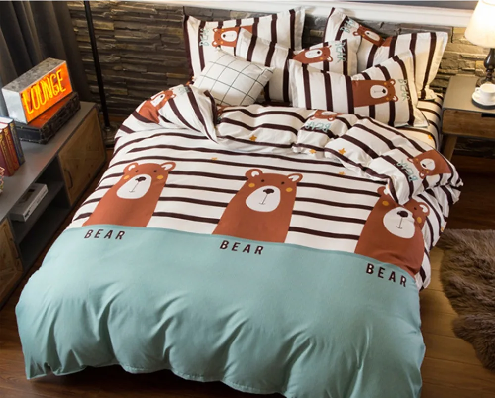 Twin Queen Single Double Bed Bedding Set Bedclothes Bedroom Linens Duvet Cover Sheets Pillowcase Home Textile Polar Bear | Дом и сад