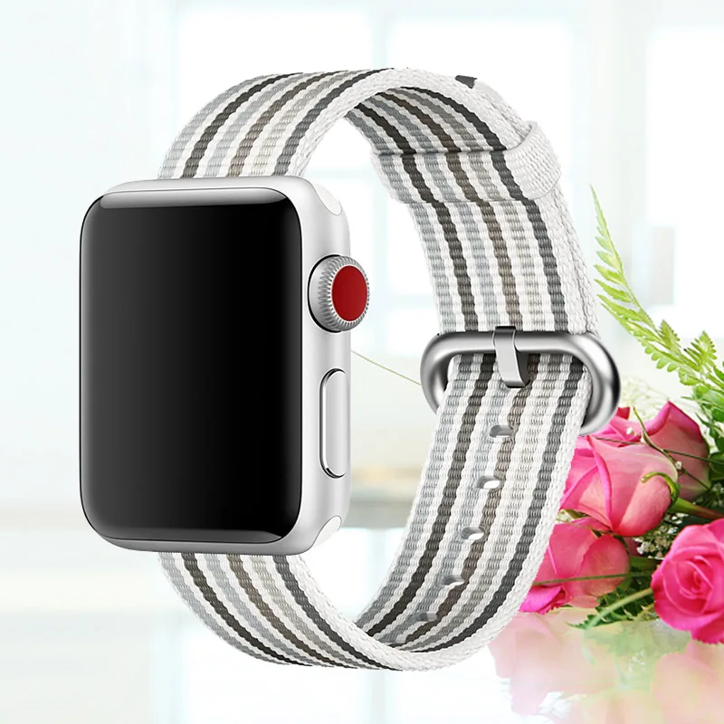 Новая нейлоновая Спортивная петля для apple watch серии 5 4 3 ремешок для iWatch 44 мм 42 мм 38 Красочные легкие дышащие Замена - Цвет ремешка: Gray Stripe New