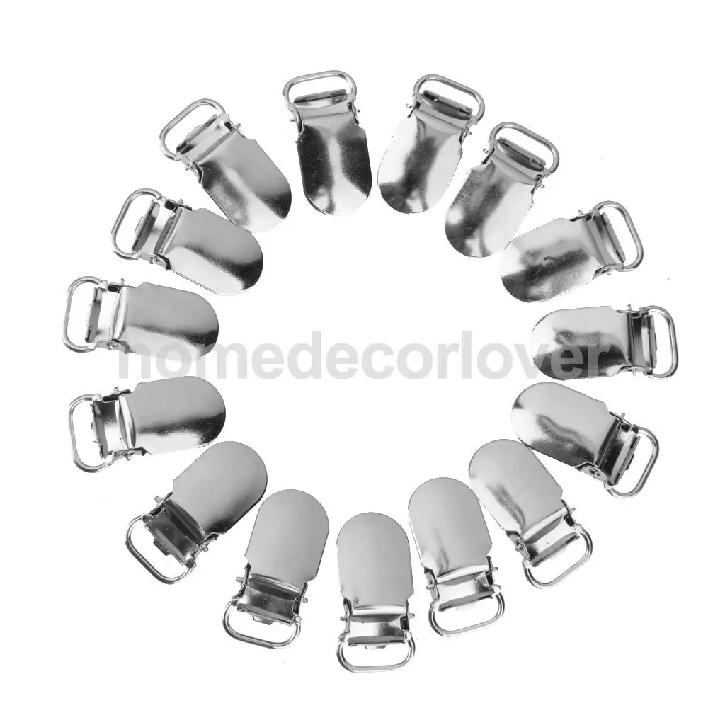 20 шт. Плетеный крючок пустышка подтяжки зажимы Серебро 10 мм|suspender clips|pacifier suspender
