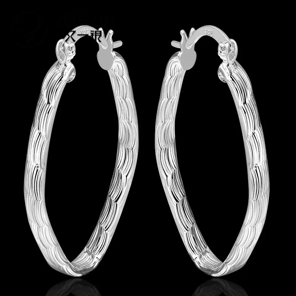 Женские классические серьги кольца большие круглые с серебряным покрытием супер