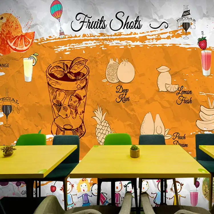 Фотообои на заказ с изображением чая десерта фруктового сока напитков граффити