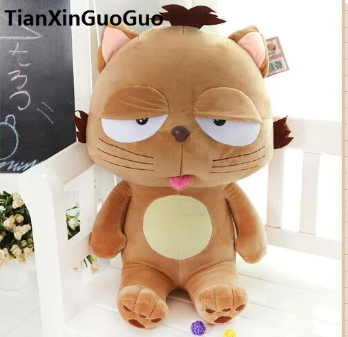 Мягкая игрушка большая 55 см коричневая мультяшная кошка плюшевая мягкая кукла