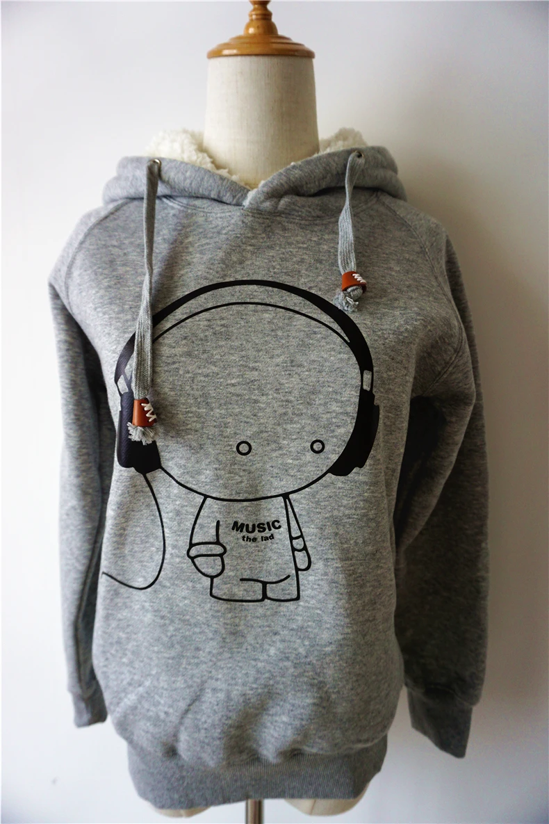 2017 Winter Thick Warm Sweatshirt Women Men Lovers Cartoon Music Cotton Fleece Hoodies Couples Hoodie Coat Pullover 6 Colors | Женская