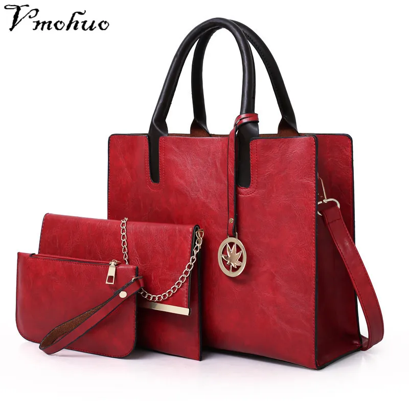 VMOHUO 3pcs/set Leather Handbag Women Bags Set Large Tote Ladies Shoulder Bag Messenger Purse Sac a Main | Багаж и сумки