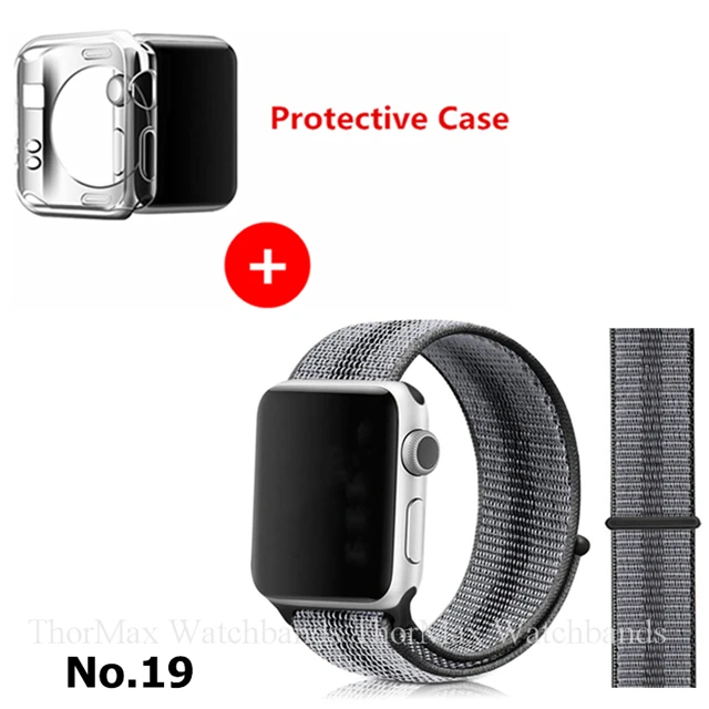 19-Black Stripe Ремешок для Apple Watch Series 4 3 2 1 38 мм 42 мм нейлоновый мягкий дышащий браслет сменный ремешок Спортивная петля для iwatch 4 40 мм 44 мм - Цвет ремешка: 19-Black Stripe