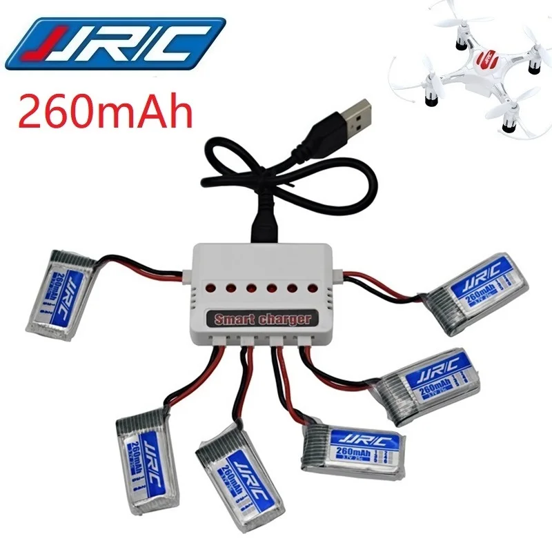 JJRC H8 Mini Оригинальная батарея 3 7 в 260 мАч Lipo и (6 1) зарядное устройство для RC Quadcopter drone