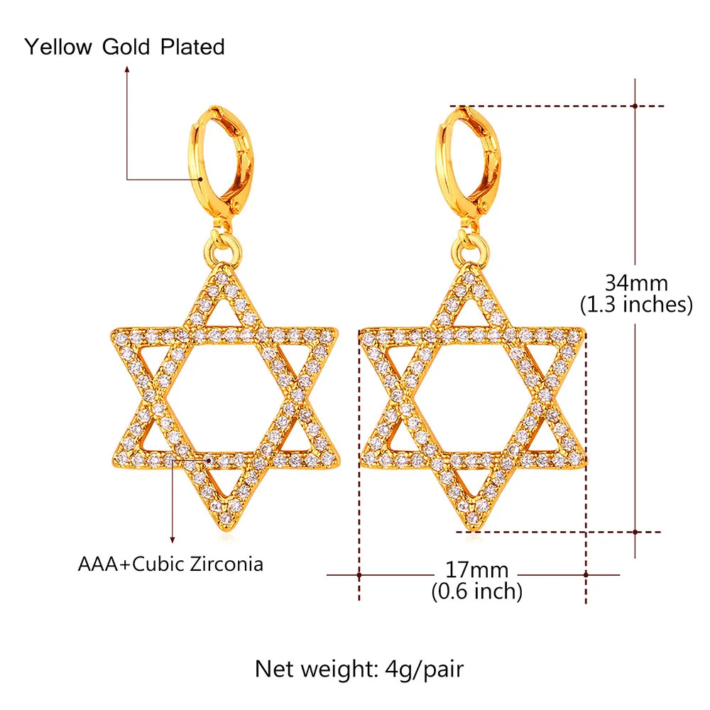 Брендовые серьги с фианитом Star Of David романтические модные ювелирные изделия