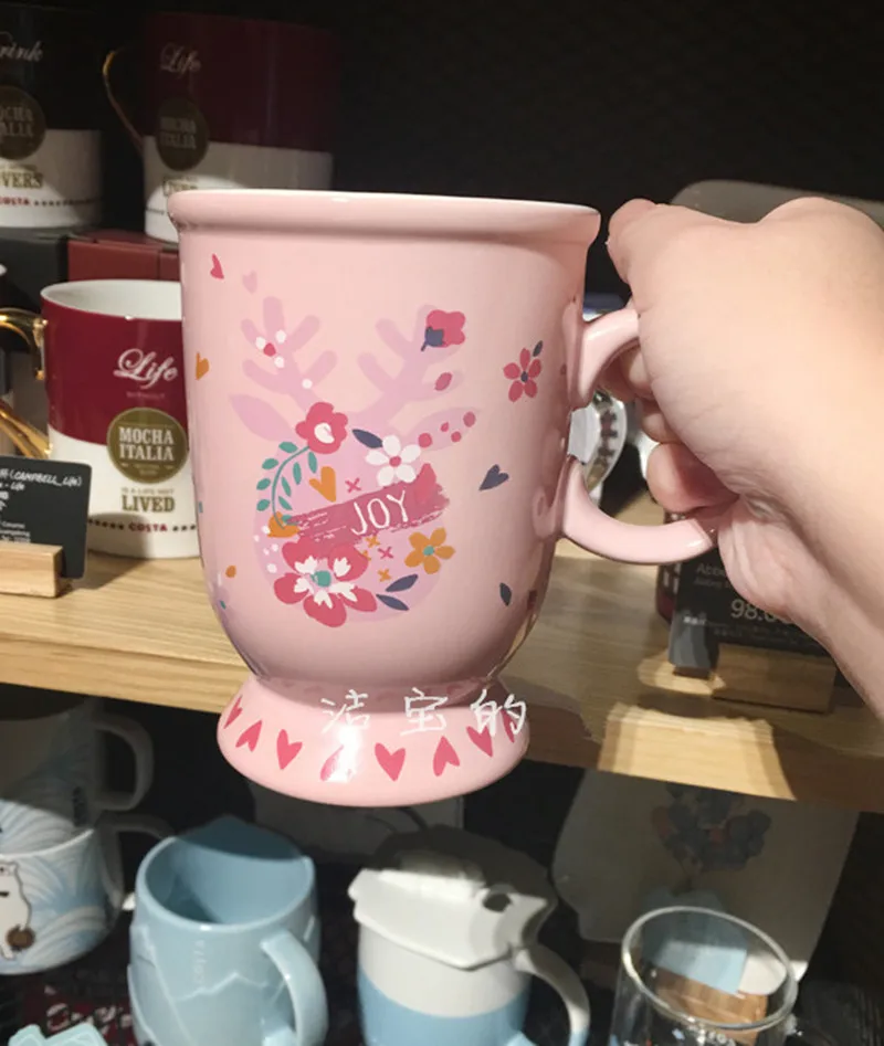 Горячее предложение! Распродажа! Мультфильм Kawaii волшебный лося рога чашки керамические кружки офис кофе чашка для молока и чая термос бутылка воды 400 мл рождественские подарки