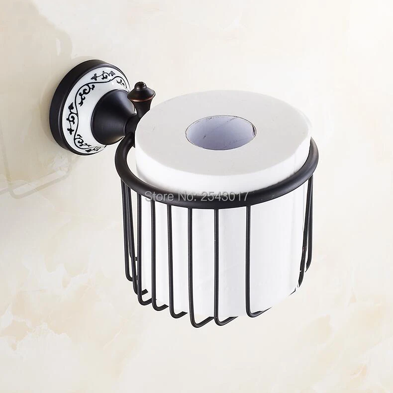 Ванная комната Туалет Рулон держатель черное масло резиновая отделка твердая