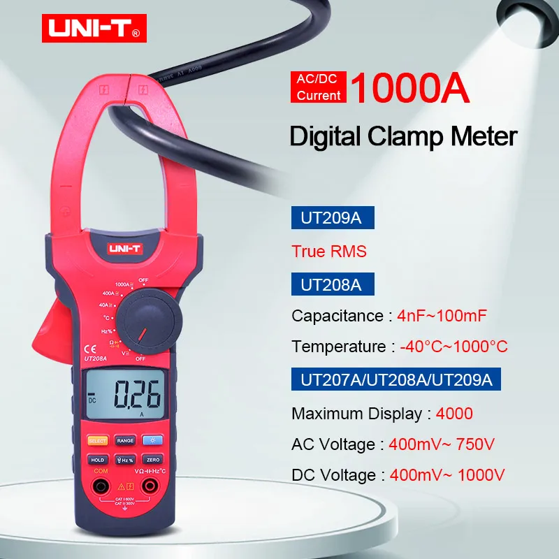 UNI T UT207A/UT208A/UT209A Industry 1000A цифровые клещи для измерения частоты мультиметры Авто