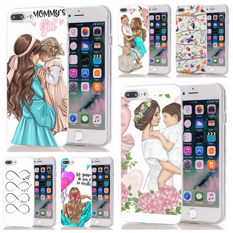 ТПУ Роскошный для iPhone 7 8 Plus 6 S/6 Мягкий чехол дизайн Мама Жизнь цветок X XS XR Max