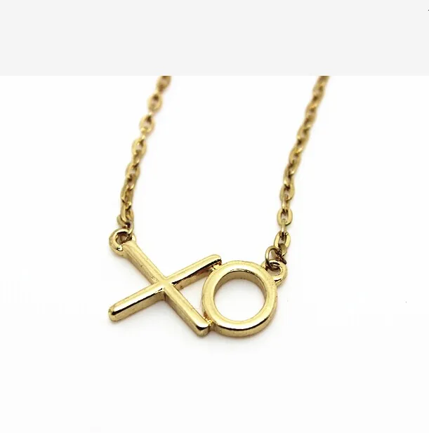 Позолоченный с надписью XO ожерелье для женщин колье короткое из золотой цепочки