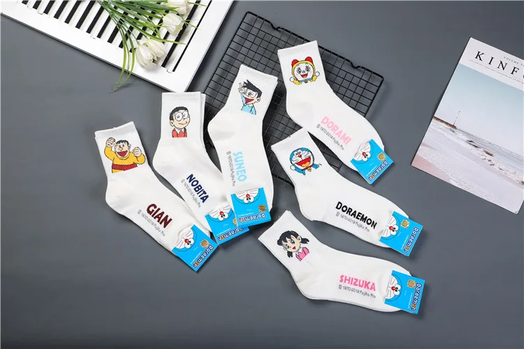 Dorami Doraemon носки с символикой аниме Nobita Nobi Minamoto Shizuka Konta Takeshi милые забавные женские весенние удобные белые хлопковые корейский носок