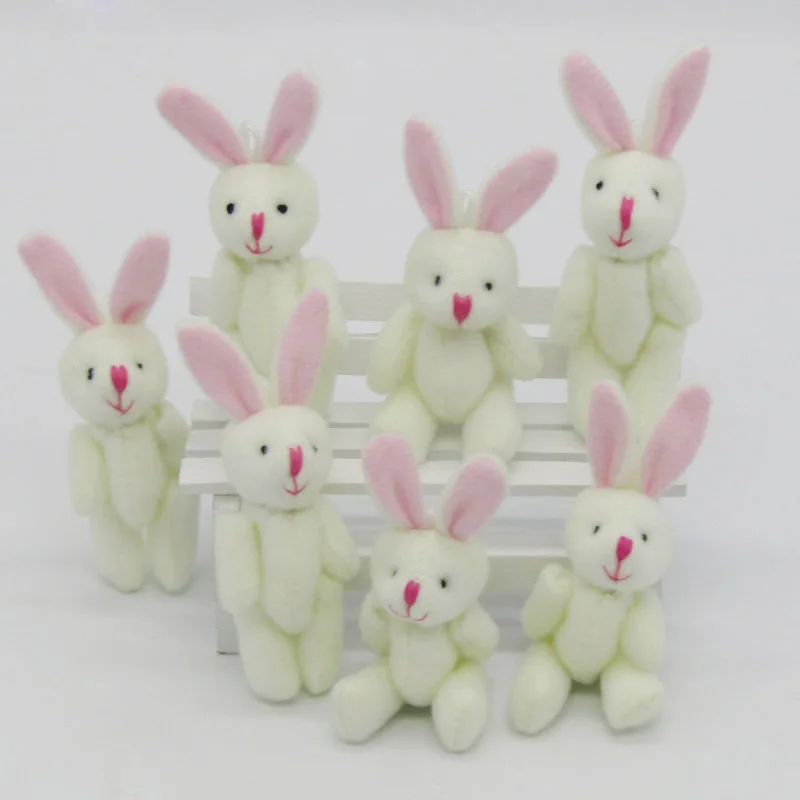 20Pcs/Lot Mini rabbit Stuffed Plush Toys 8cm Small with pink ear pelucia Pendant Kids Birthday Gift 01801 | Игрушки и хобби