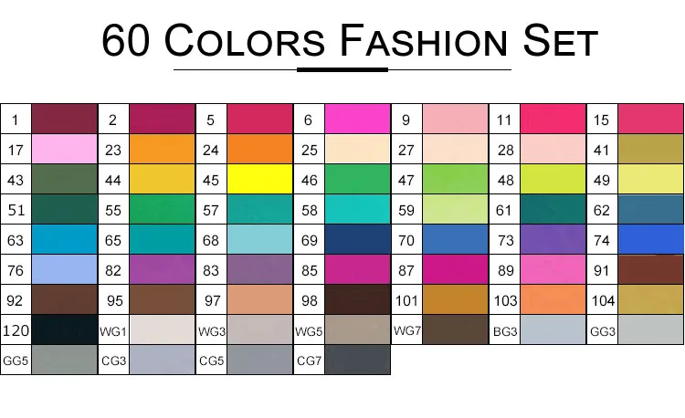 60Color Fashion Set TOUCHFIVE Маркеры Ручка разноцветный набор аниме Студенческая Архитектура Дизайн интерьера эскиз алкоголь кисть художественный маркер фломастеры - Цвет: 60Color Fashion Set
