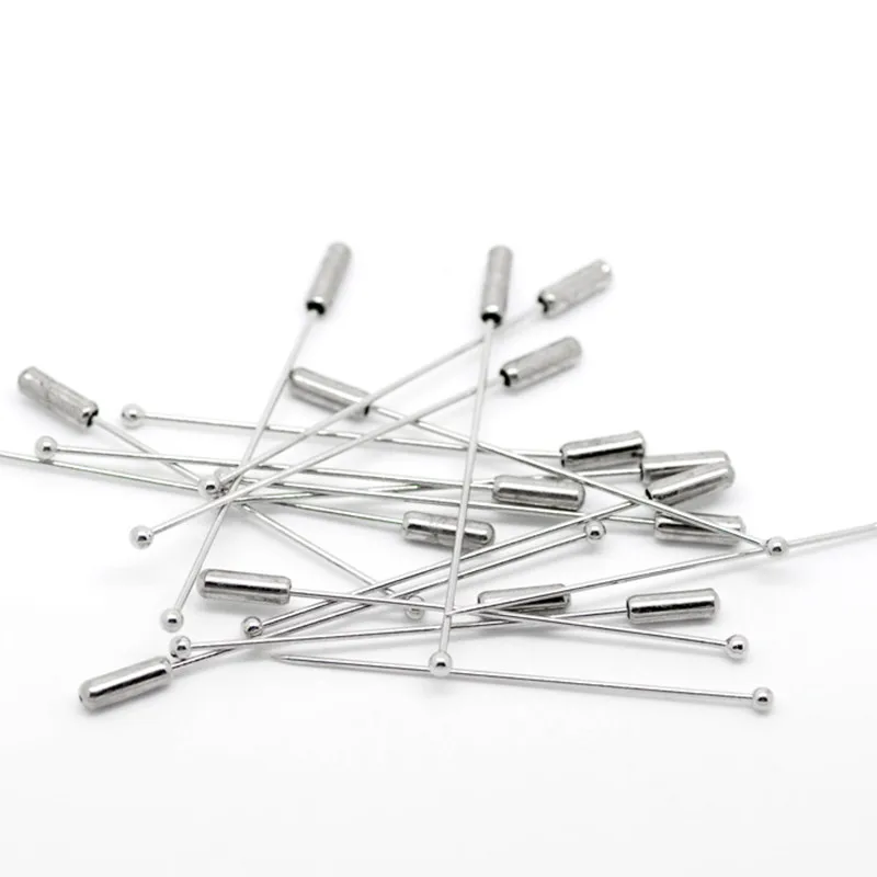 50 шт Серебряный тон Брош броши назад Пинн булавки с шариком крышкой ремесла делая