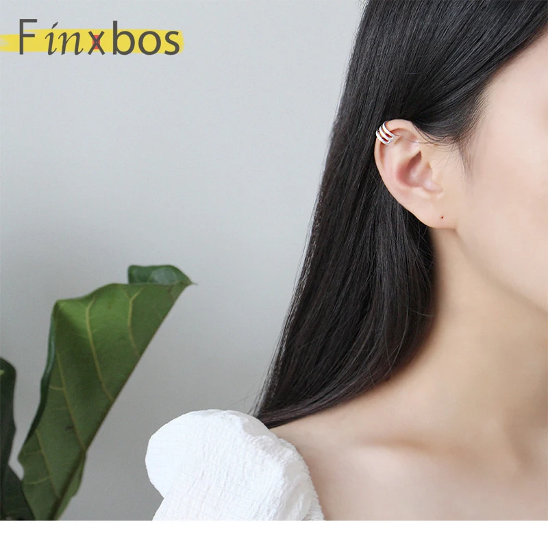Finxbos 925 стерлингового серебра Гладкий минималистский круглый пирсинг зажим для