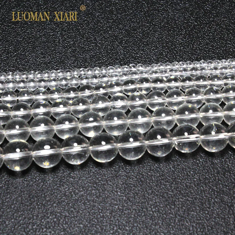 white crystal Натуральные Агаты нефрита розовые кварцевые кристаллы аметиста круглые каменные бусины для самостоятельного изготовления ювелирных изделий ожерелье браслет 4-12 мм - Цвет: white crystal