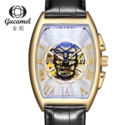 Luxury Ghost Head Skeleton Men Watch Fashion Tonneau Mechanical Watches Dress Business Wristwatch Male Clock Montre Homme | Наручные часы