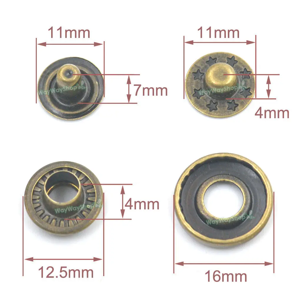 20 шт. Быстрая заклепка искусственная кожа металлическое отверстие кнопки
