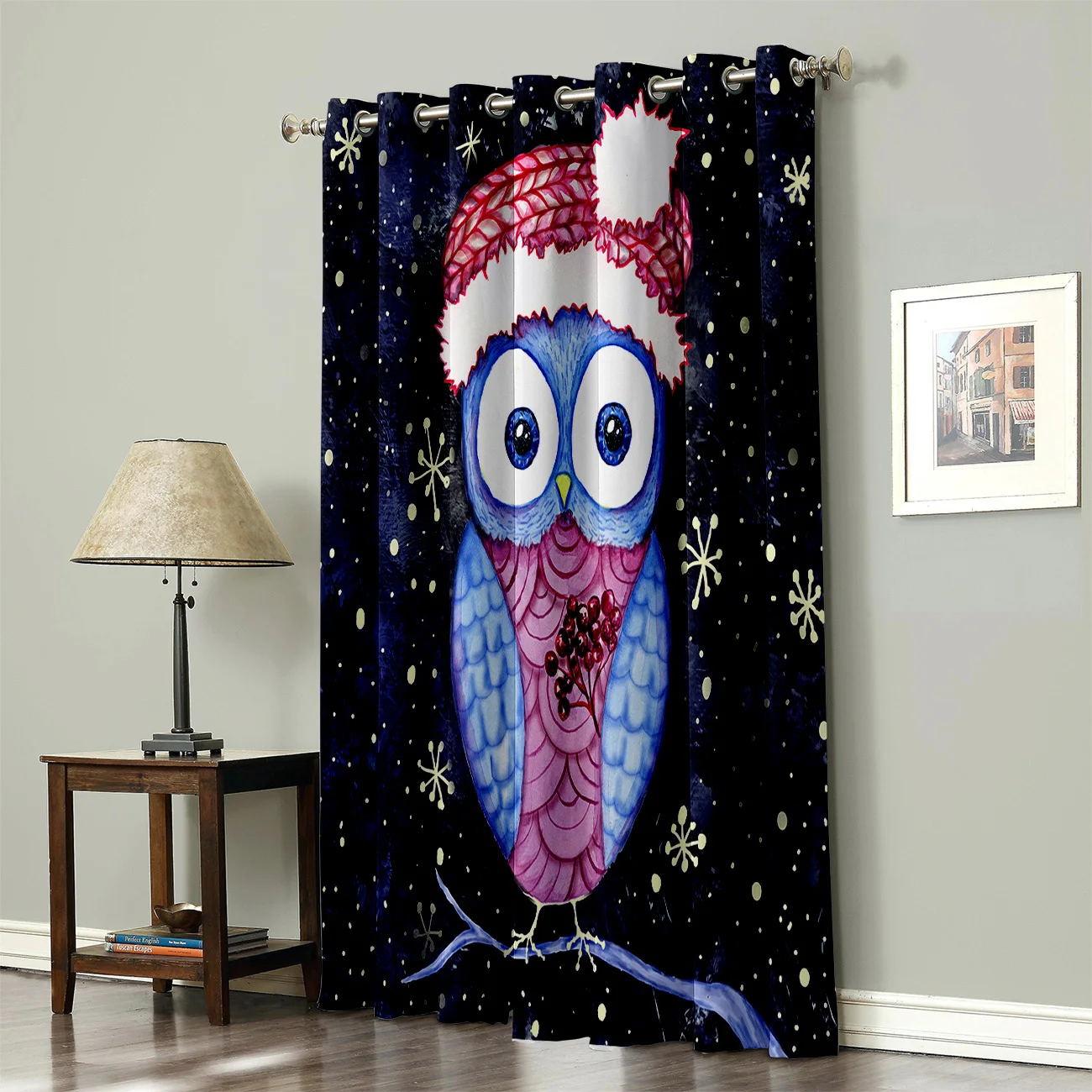 Рождественские шторы с мультяшным рисунком совы занавески на окна для ванной и