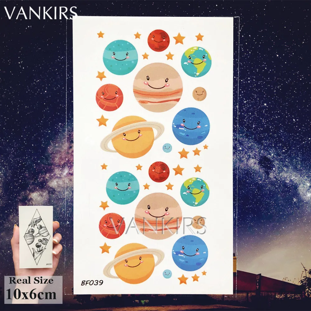 VANKIRS черная Вселенная Луна анкель мужские водостойкие искусственные татуировки