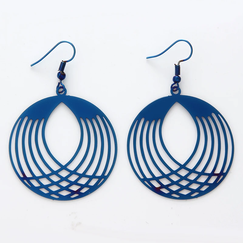 New arrival Stainless Steel Punk Style Colorful Hollow Round stripe Earrings For Women Girls Jewelry | Украшения и аксессуары