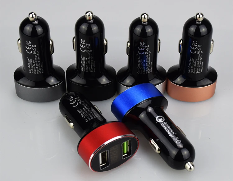 Автомобильное зарядное устройство Quick Charge 3,0+ 3.1A USB быстрое зарядное устройство для телефона Алюминиевый светодиодный дисплей QC 3,0 Автомобильное зарядное устройство для Xiaomi iPhone samsung и т. Д