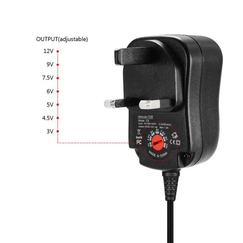 EastVita 4.5V 5V 6V 7.5V 9V 12V 2A 2.5A AC DC Adaptor Adjustable Power Adapter Charger Supply for Camera Phone PC led strip r29 |