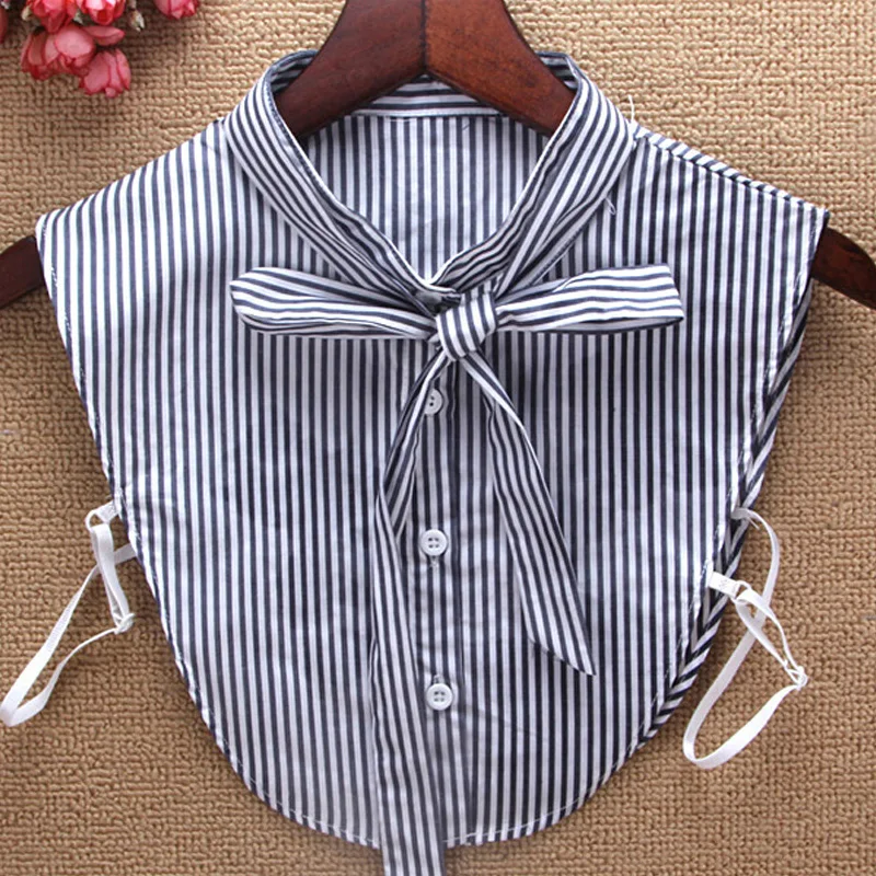 

2018 new trendy Blouse Collar Sweater lady wild shirt women decorate blue striped New colloer femme Shirt Floral Bowknot collar