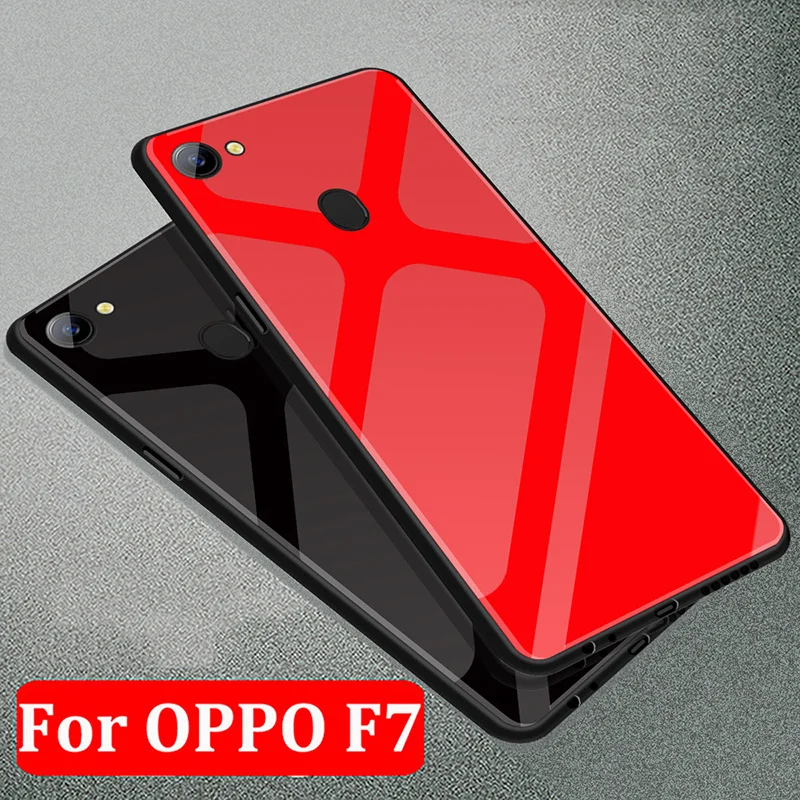Чехол для OPPO F7 однотонный чехол из закаленного стекла OPPOF7 coque F 7 защитный