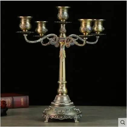 retro 5arm metal canlde holders candlestick for birthday candle snuffer vintage home decoration ZT171 | Дом и сад