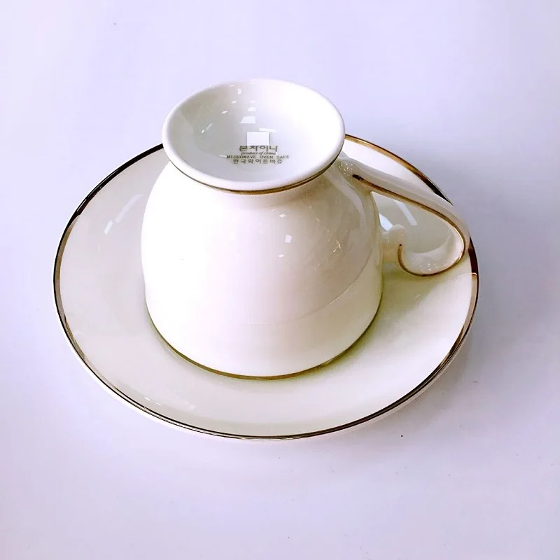 Bone china coffee cup and dish export creative ceramic suit simple white afternoon milk | Дом и сад