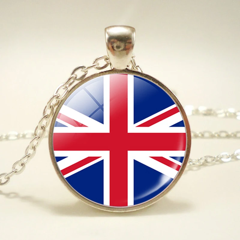 Fashion Necklace Flag USA UK Brazil Israel Australia Russia Spain Glamour Glass Convex Dome Punk Women Men Souvenir Gifts | Украшения и