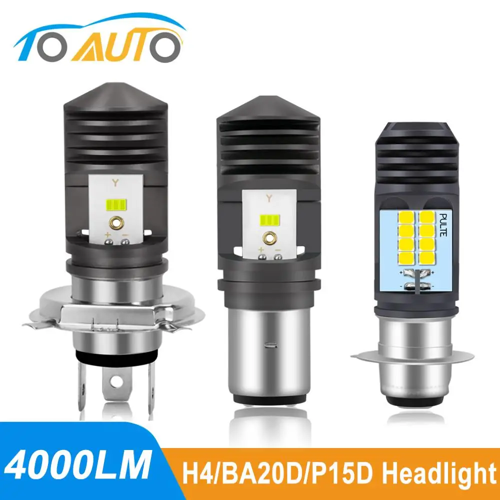 светодиодные фары фара для мотоцикла H6W H4 светодиодная передняя фара мотоцикла H6 BA20D Led P15D Canbus 4000лм мото фары Hi Lo луч мотоцикл противотуманная фара 12 В 24 в 6000 К фара для мотоцикла