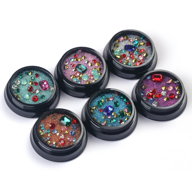 Elessical Mix Size Multi-color Rhinestone Nail Art Jewelry Tiny Glass Beads Decoration Gem Stone DIY Manicure | Красота и здоровье