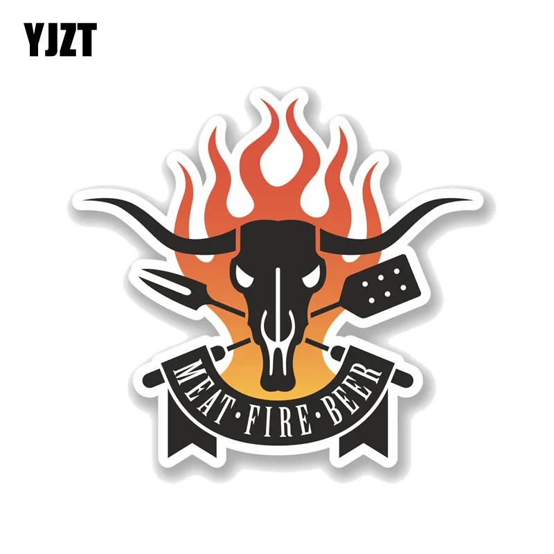 

YJZT 16,6 см * 15,2 см интересные барбекю мясо Fire Beer ПВХ мотоцикл стикер автомобиля 11-00731