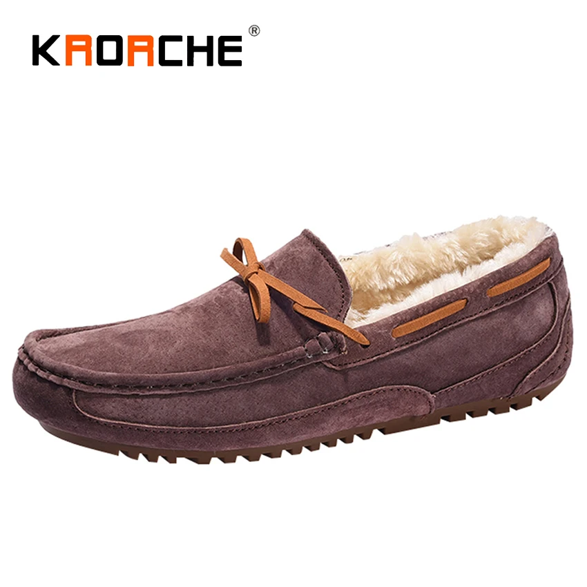 KRORCHE Мужчины Зимние Ботинки Loafer Изоляцией Флисовые Обувь Размер 5.5-9.5