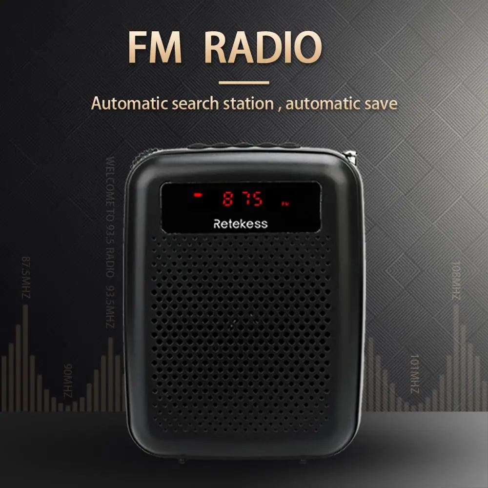RETEKESS PR16R мегафон Портативный 12 Вт FM Запись усилитель голоса микрофон для учителя динамик с MP3-плеером fm-радио рекордер