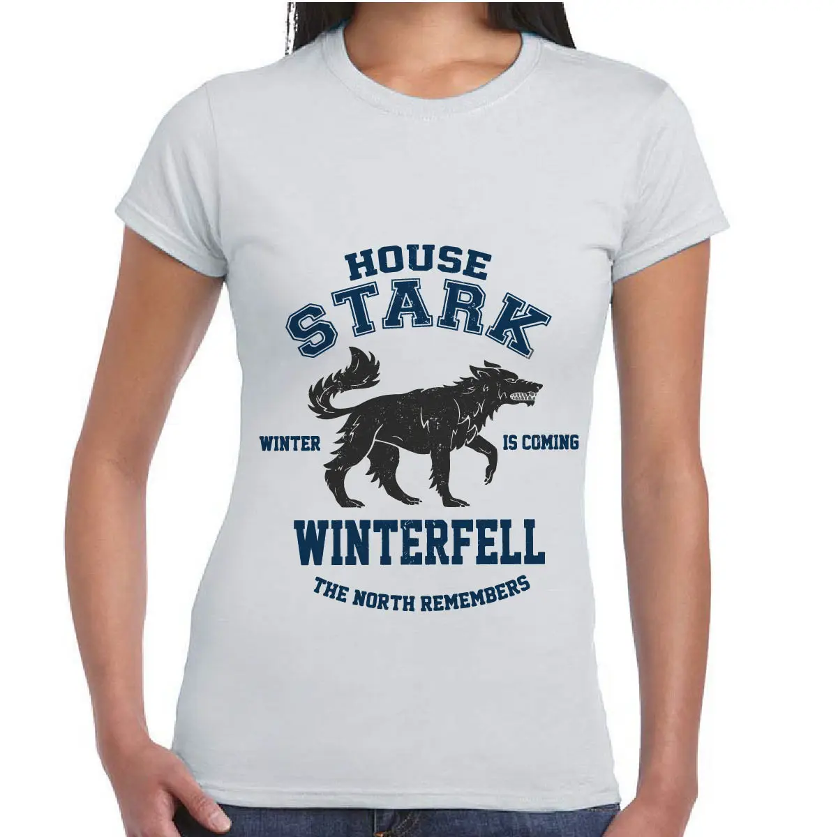 2017 Мода Футболка Серия ТВ Игра Престолов Донна Maglietta Il Trono di Лопата Winterfell 100% Хлопок
