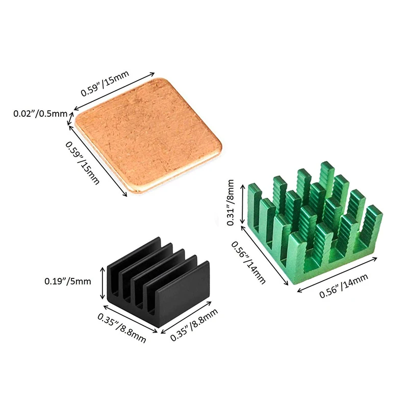 Комплект теплоотвода Raspberry Pi из алюминия и меди Теплопроводящая клейкая лента 3M