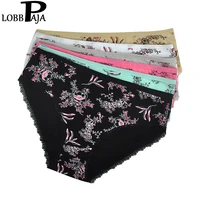 lobbpaja 6 pcslot women underwear cotton mid waist floral print sexy lace ladies panties briefs lingerie plus size for women a5