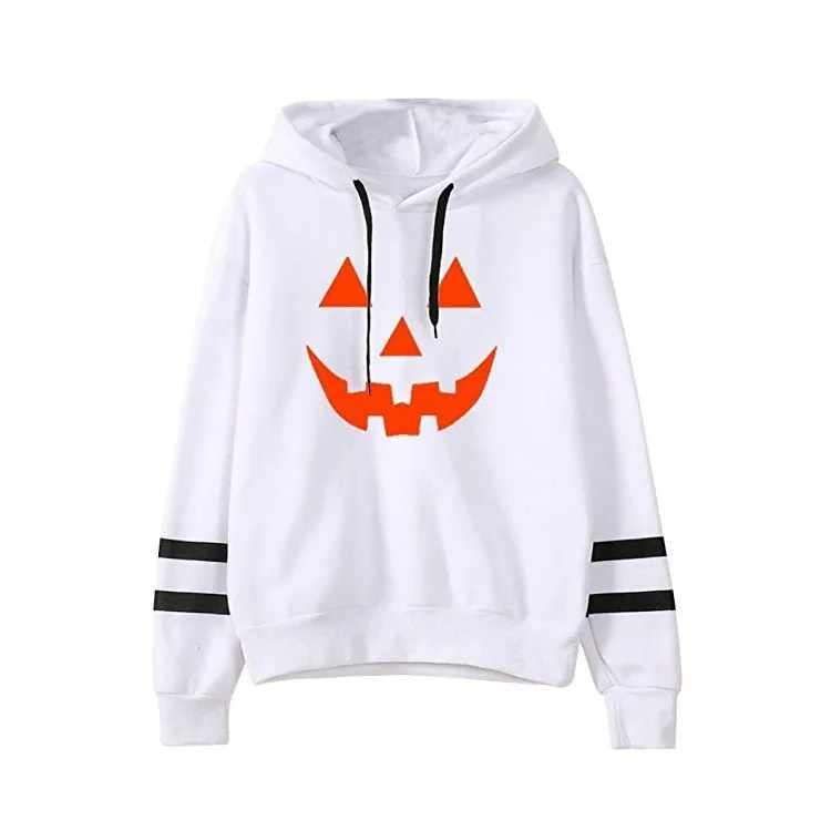 Halloween Pumpkin Printing Hoodie Autumn Stripe Long Sleeve Harajuku Drawstring Sweatshirt Sudaderas Mujer Korean Style Rz* | Женская