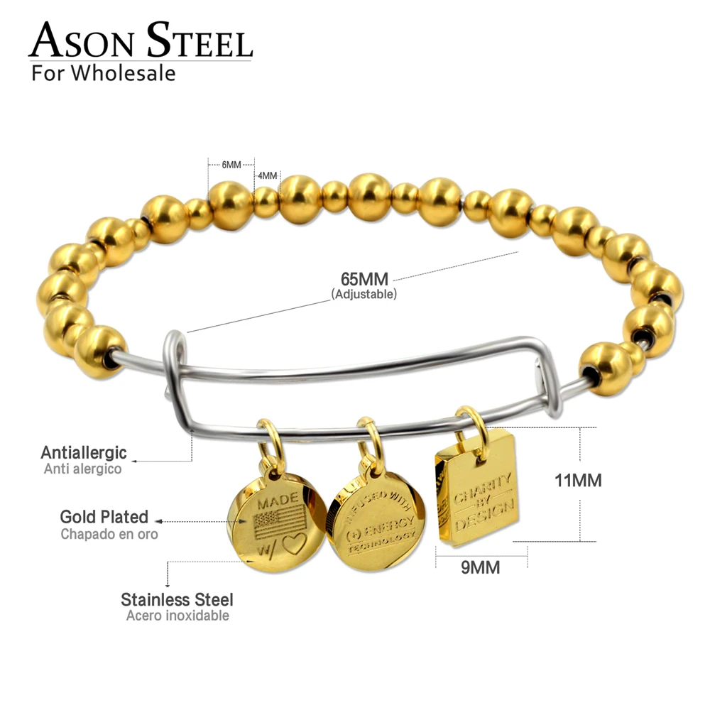 Женский браслет из нержавеющей стали ASONSTEEL золотистого цвета 316L с Эйфелевой